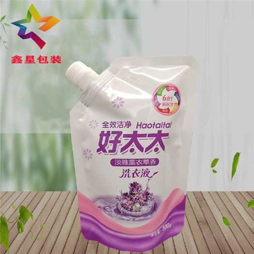 东光县包装袋定制 500克洗衣液包装袋自立吸嘴袋现货定制