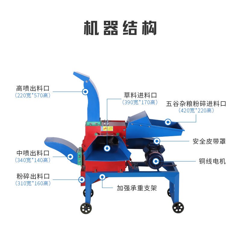 饲料粉碎机  秸秆稻草 家用220v多功能铡草揉丝粉碎一体机