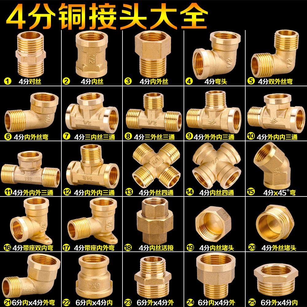 不绣钢接头内丝直接内外丝对丝三通弯头6分转4分变径水暖水管