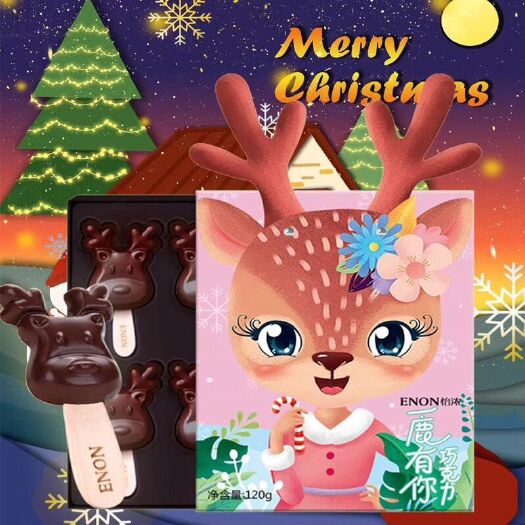 杭州怡浓鹿巧克力小，鹿小猪一鹿相伴有你圣诞节送礼盒黑巧克力棒棒糖