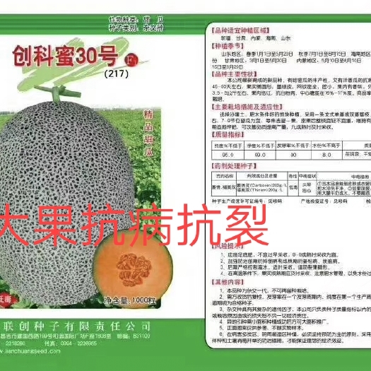 扶沟县新疆哈蜜瓜种子 创科蜜大果30号哈蜜瓜种子~耐裂抗病性强腔小