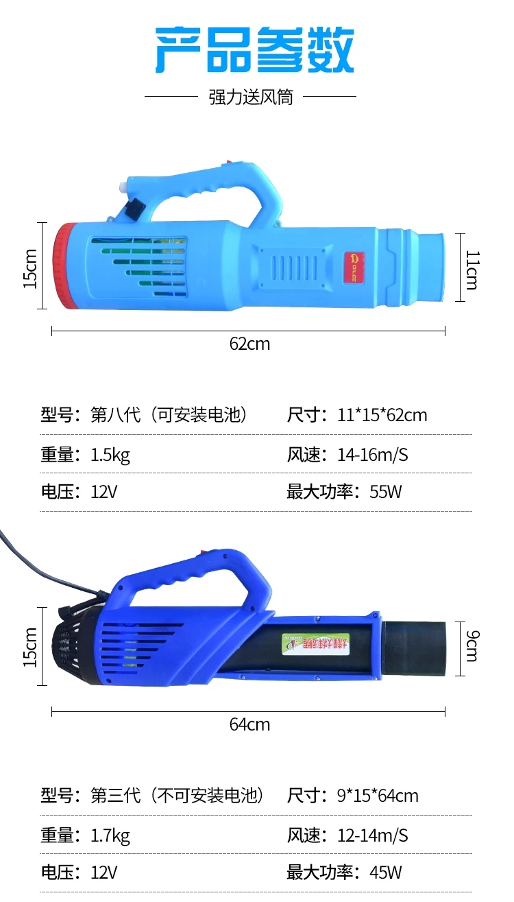 强力送风筒弥雾机送风机打药喷雾机消毒喷气机农用电动送风筒喷雾