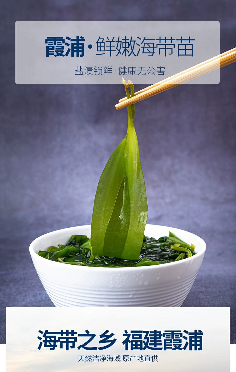 22年霞浦海带嫩苗批发新鲜盐渍海带火锅菜小海带芽海藻一斤装