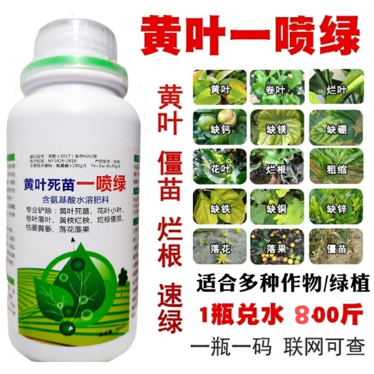 黄叶烂根死苗一喷绿叶面肥蔬菜花卉果树植物通用型绿叶素一喷绿
