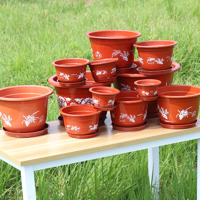 花盆白色红色双色可选花盆加大加厚加大塑料花盆瓶圆形花盆塑料