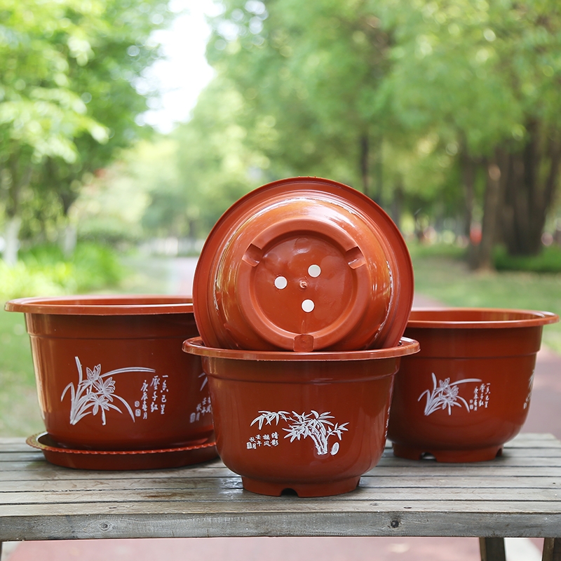 花盆白色红色双色可选花盆加大加厚加大塑料花盆瓶圆形花盆塑料