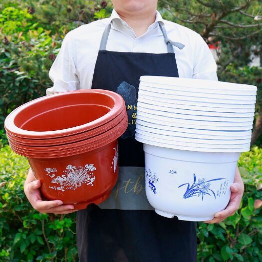 沭阳县花盆白色红色双色可选花盆加大加厚加大塑料花盆瓶圆形花盆塑料