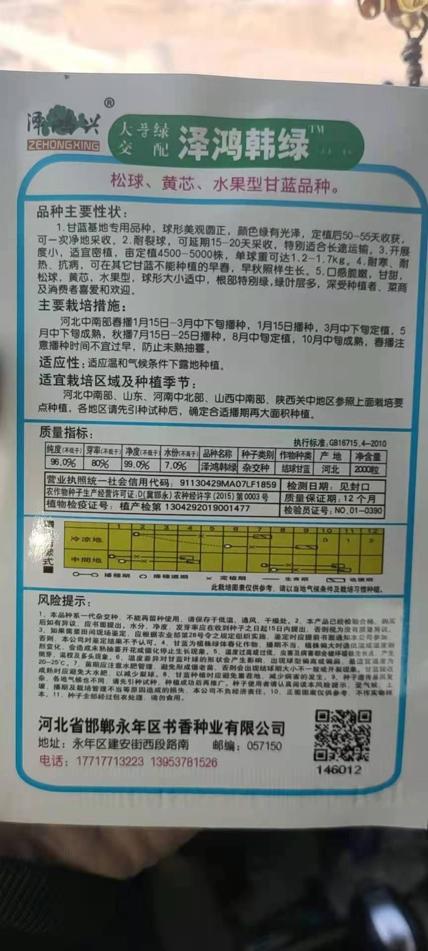 正宗泽鸿韩绿甘蓝种子家庭农场及种植大户品种
