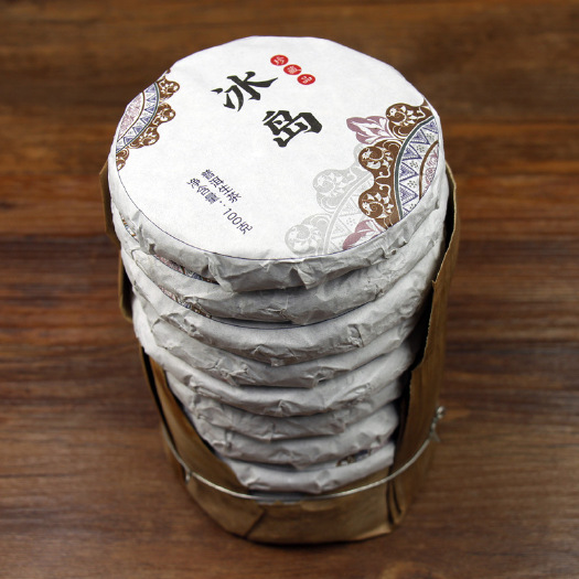 昆明云南普洱茶冰岛五寨古树茶普洱茶小饼100克生茶10饼笋壳装