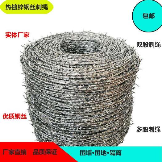 护栏网  镀锌铁丝网围栏钢丝刺绳养殖网防盗刺围墙防锈铁丝线
