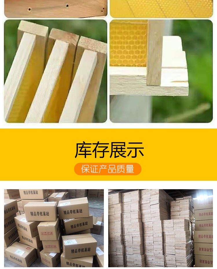 成品巢框中蜂蜂巢带巢础框蜜蜂框架巢基巢脾蜂箱养蜂专用工具全套