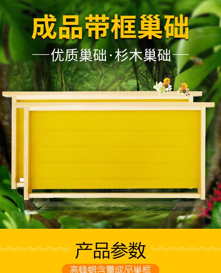 成品巢框中蜂蜂巢带巢础框蜜蜂框架巢基巢脾蜂箱养蜂专用工具全套