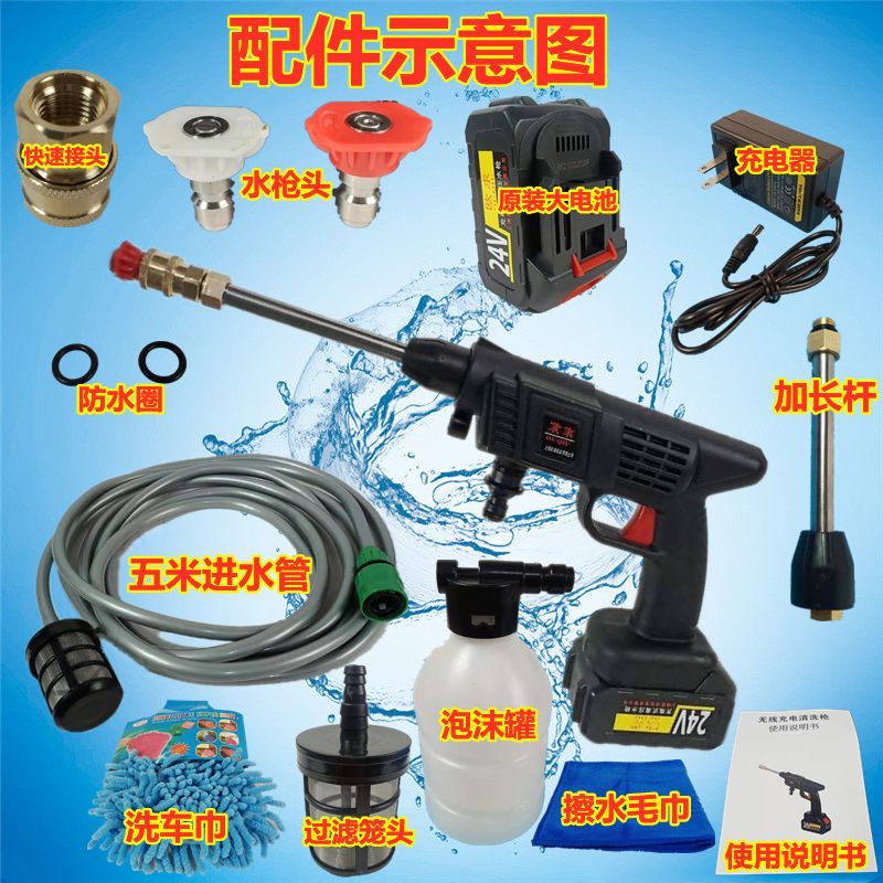 锂电打药机消毒清洗机24V农用打药机手握式农用打药家用洗车机