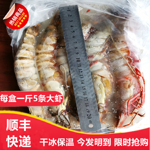 每盒净重1斤5条大鬼虾新鲜急冻海捕大老虎虾九节虾大草虾斑节