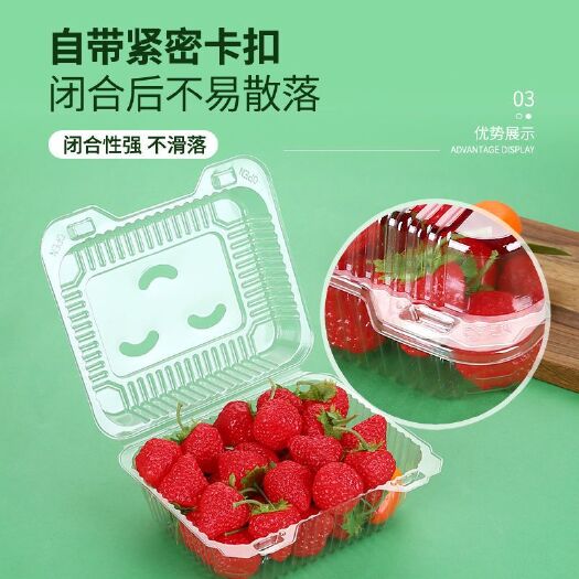 泊头市一次性水果盒塑料带盖一次性果蔬盒子保鲜盒500克薄款一斤装