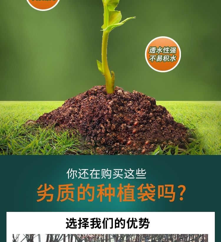 双耳80*50无纺布植树袋（15只）种植袋/植树袋营养育苗袋