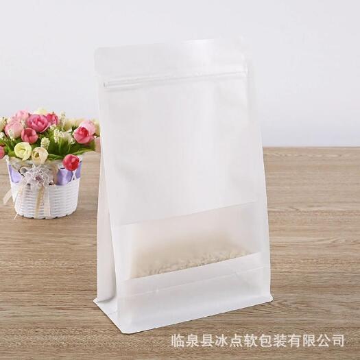 临泉县牛皮纸袋磨砂开窗八边封自立自封袋 枣夹核桃瓜子茶叶包装袋纸袋