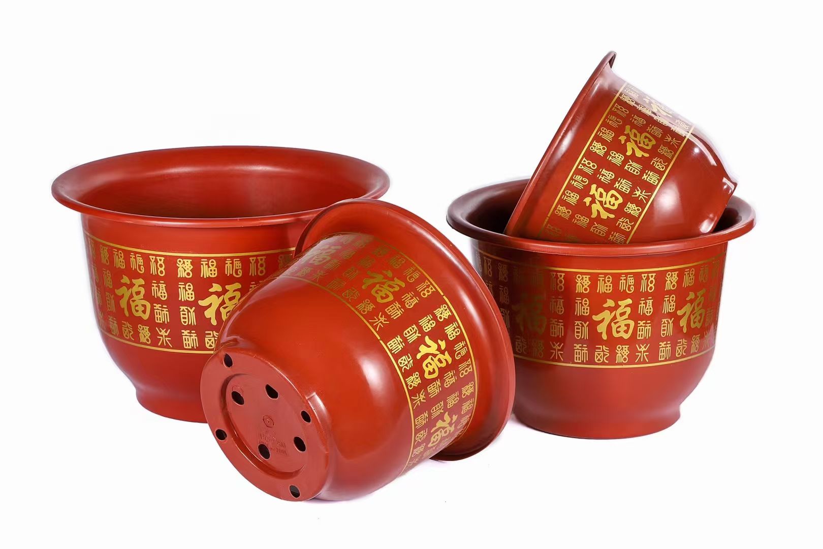 塑料花盆红福盆