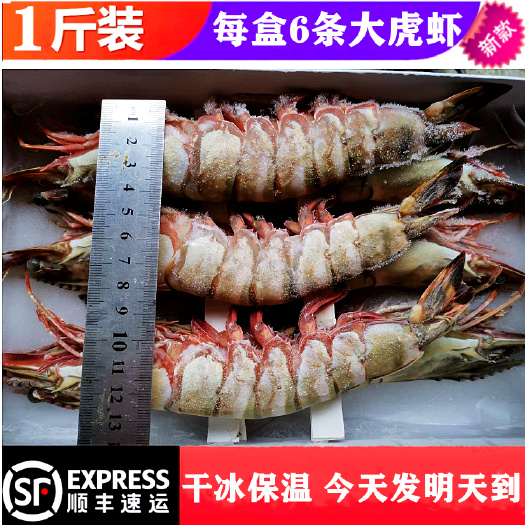 每盒净重1斤6条大鬼虾新鲜海捕急冻特大老虎虾斑节虾九节虾草虾