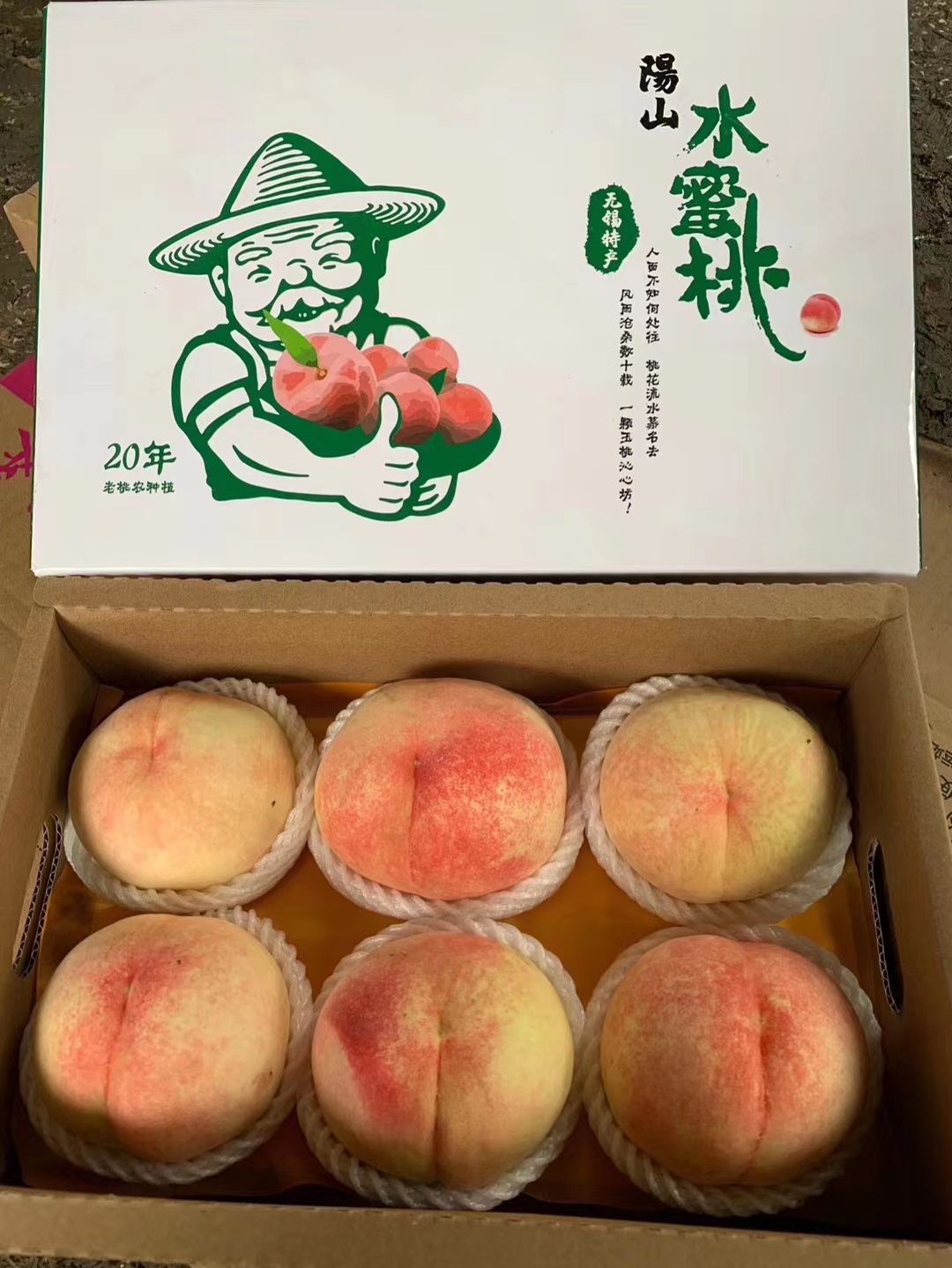 白凤桃  【阳山水蜜桃】白富美桃王白凤 精品礼盒豪6装汁多味