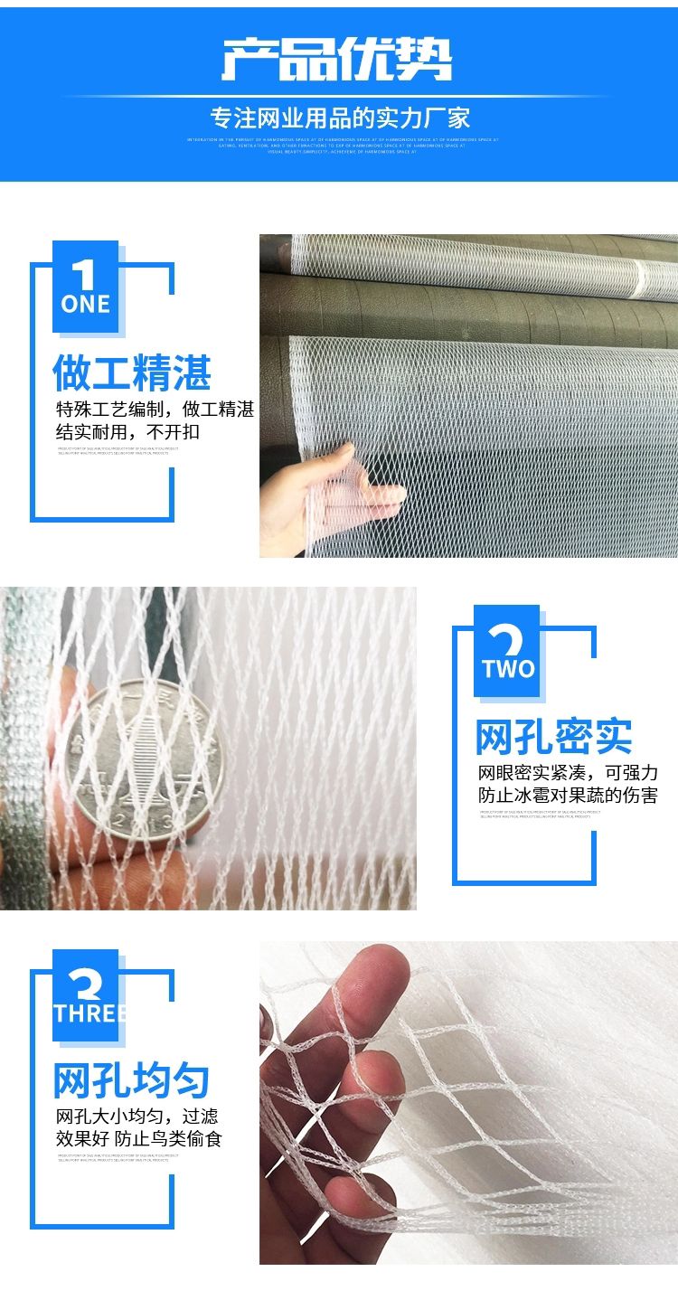 防冰雹网防鸟网苹果葡萄防雹网聚乙烯果园农田园艺无结防冰雹用品