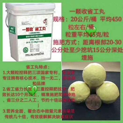南宁省工丸肥料一颗收柑橘芒果树桉树花卉茶叶广谱长效缓释复合肥