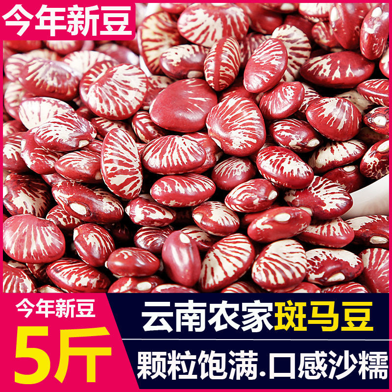 云南斑马豆5斤农家花腰豆花豆菜豆肾豆饭豆扁豆大红豆紫花芸豆1