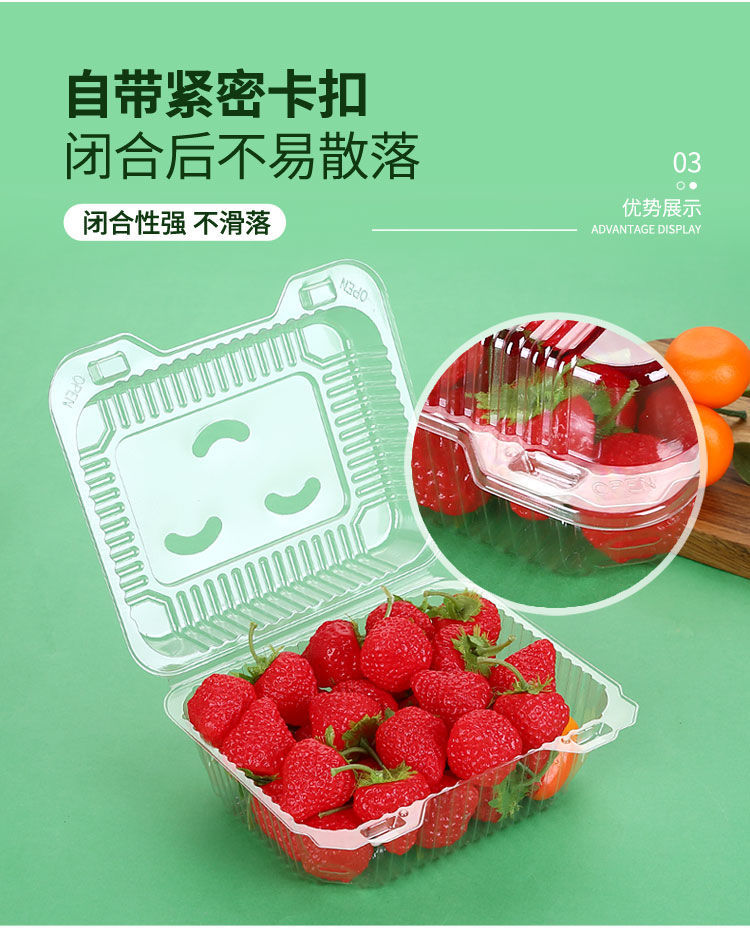 一次性草莓盒一次性水果盒塑料果蔬保鲜盒长方形带盖