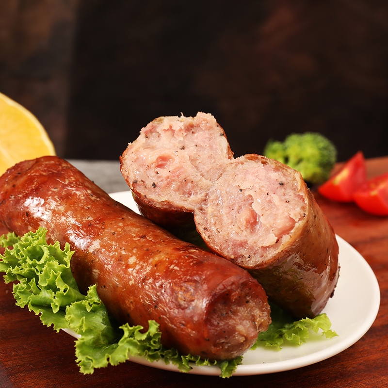 休闲零食  康本厨火山石烤肠原味烤肠纯肉地道风味肉肠热狗脆皮肠