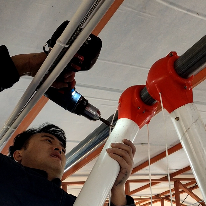  猪用自动化料线下料装置红握手拉绳三通料线配件生产厂家