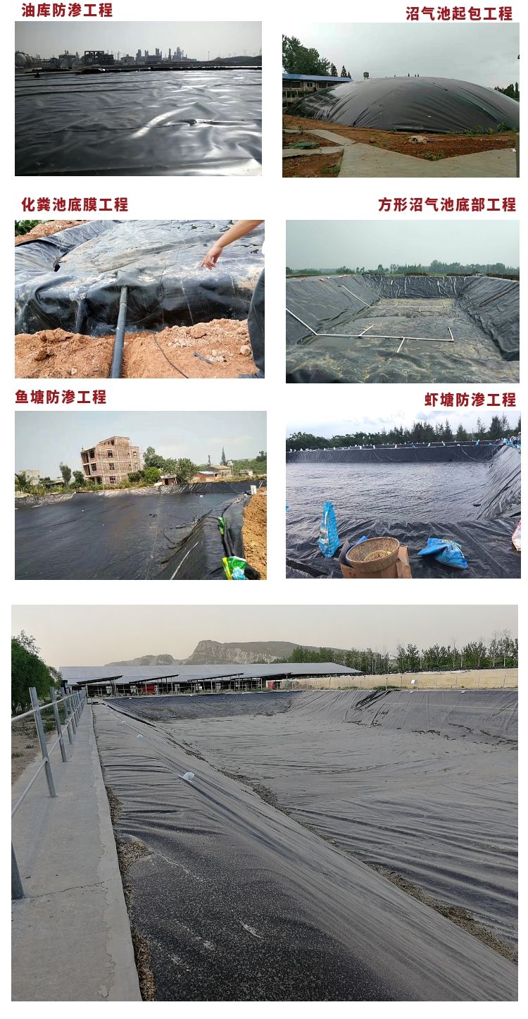 鱼塘防渗膜防水布 防漏膜藕池水产养殖膜土工膜hdpe防渗膜