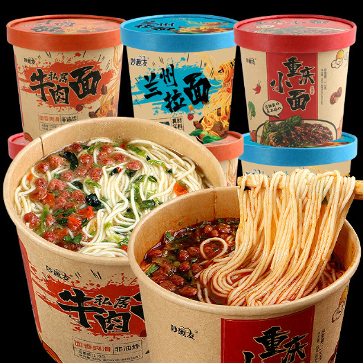 伊川县 妙趣友私房牛肉面6桶装重庆小面非油炸方便面速食冲泡面整箱批发