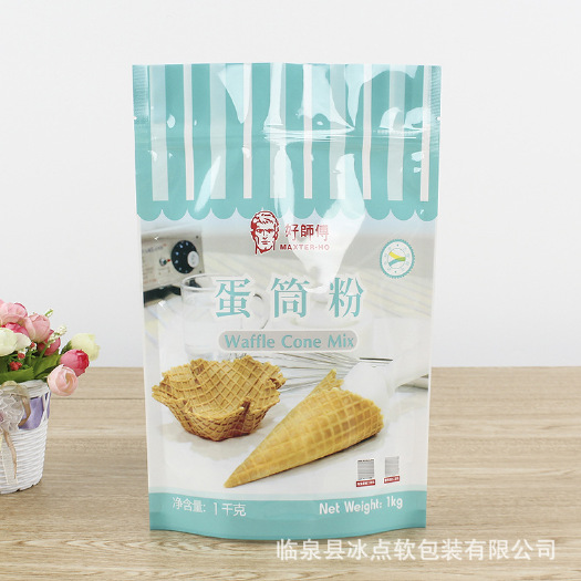 临泉县包装袋定制  蛋筒粉塑料包装袋三边封自立拉骨袋创意印花透明包装袋定做