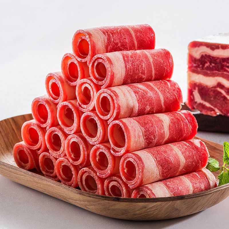 雪花肥牛卷牛肉卷涮火锅烤肉调理牛肉片新鲜火锅食材肥羊卷