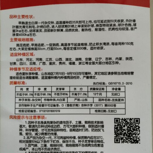 夏邑县夏帅白菜种子