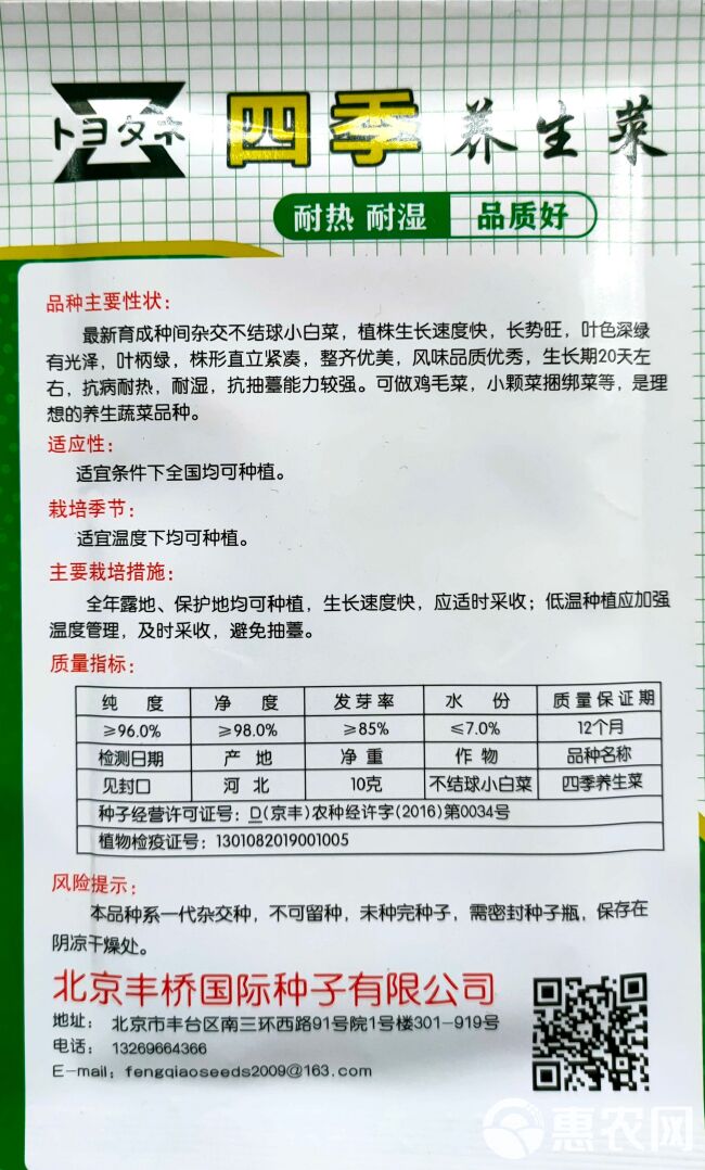 小白菜种子鸡毛菜种子小青菜种子梗青叶绿无筋直立性好