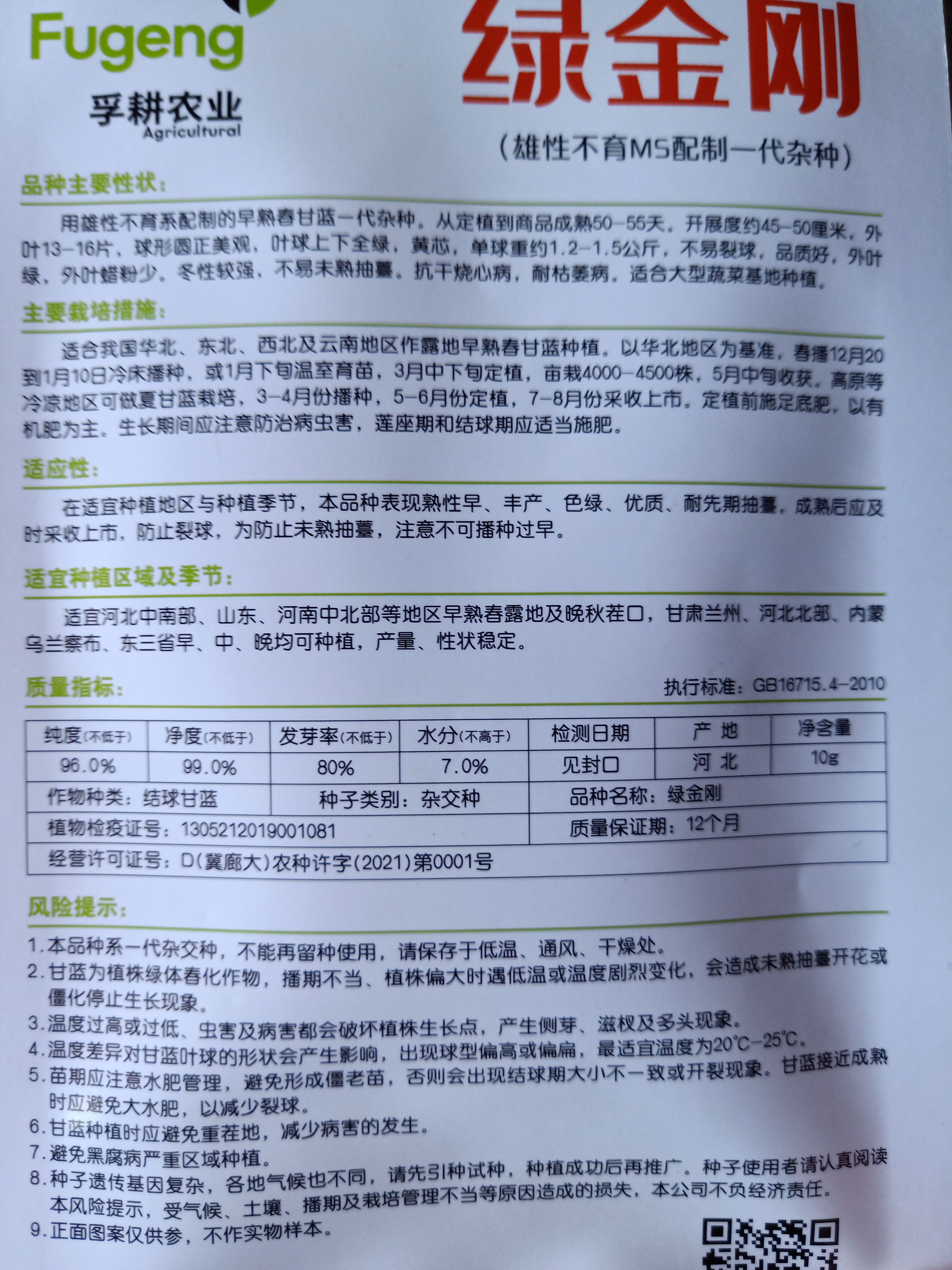 绿甘蓝种子  绿金刚甘蓝，抗病、产量高、品质好，