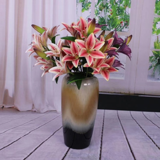 仿真花草 仿真玫瑰花绿植塑料百合王观赏大厅会议室摆设办公室送礼可定制
