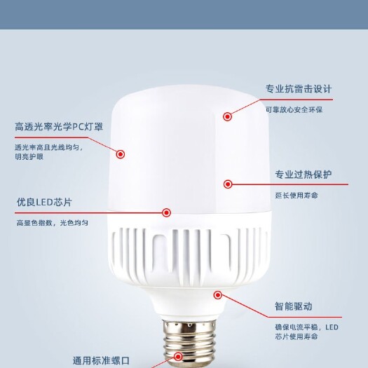 中山市灯源 led黄光白光 塑料球泡灯 led灯泡 E27/B