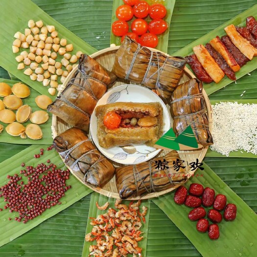 粽子  正宗硇洲芭蕉叶海鲜粽独特口味鲍鱼虾米肥瘦猪肉瑶柱咸蛋