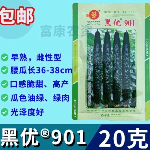 扶沟县黑优901黄瓜种子抗病性好坐果多易管理商品性强绿肉脆甜