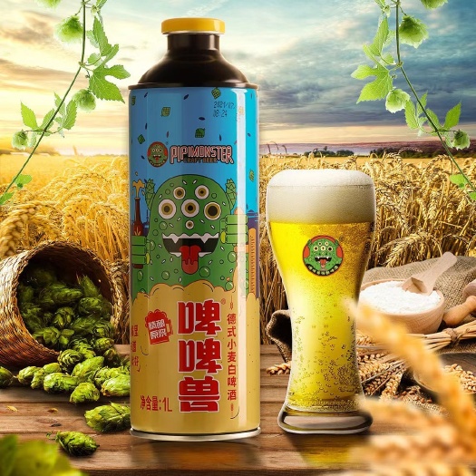 佛山啤啤兽11°德式小麦精酿白啤酒1L罐装整箱