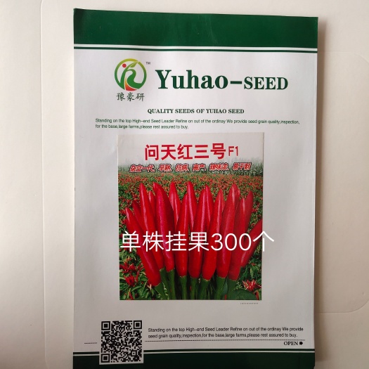 扶沟县问天红三号朝天椒种子高辣早熟亩产1000斤干椒周期短大果