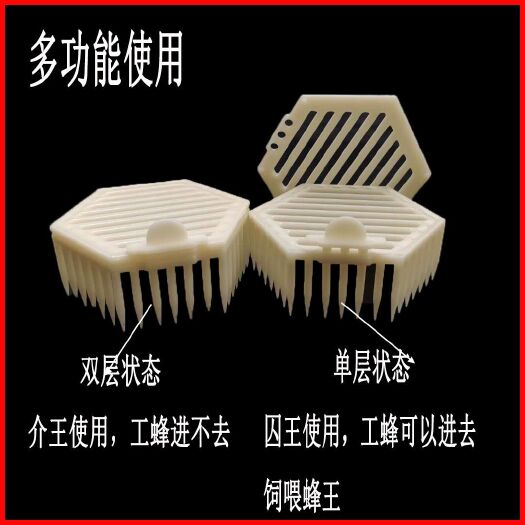 杭州蜜蜂六角针式囚王介王笼锁蜂王笼关王龙塑料中蜂专用养蜂意蜂备