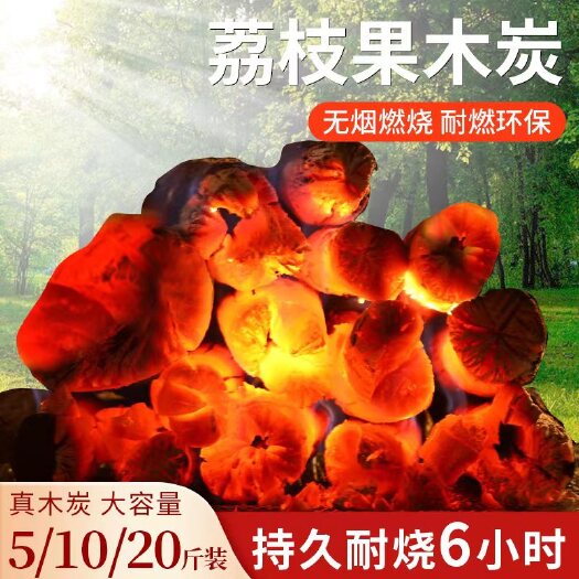 烧烤碳荔枝果木炭原木木炭易燃耐烧火锅木炭家用商用木碳整箱批发