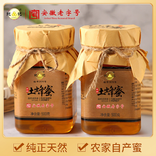 枞阳县鲍记土蜂蜜500g*2瓶纯正天然结晶百花蜂蜜正宗蜂蜜