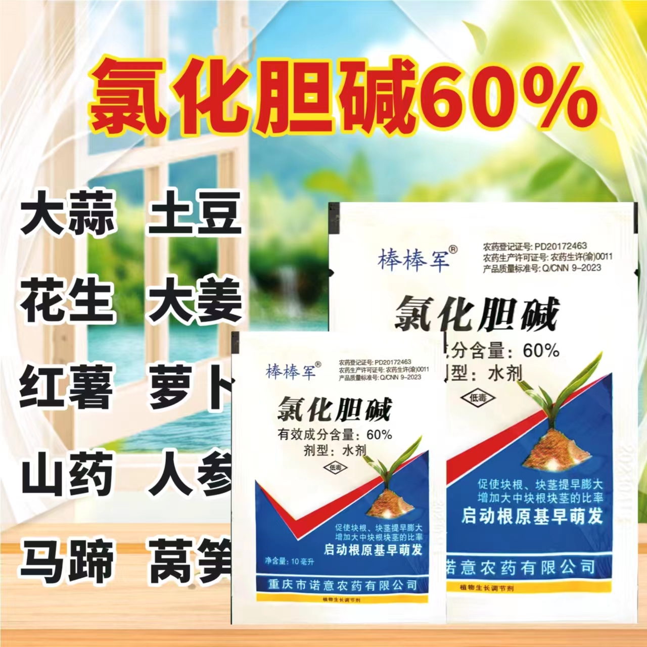 60%氯化膽堿大姜花生山藥大蒜土豆紅薯地瓜塊莖膨大劑根莖增產