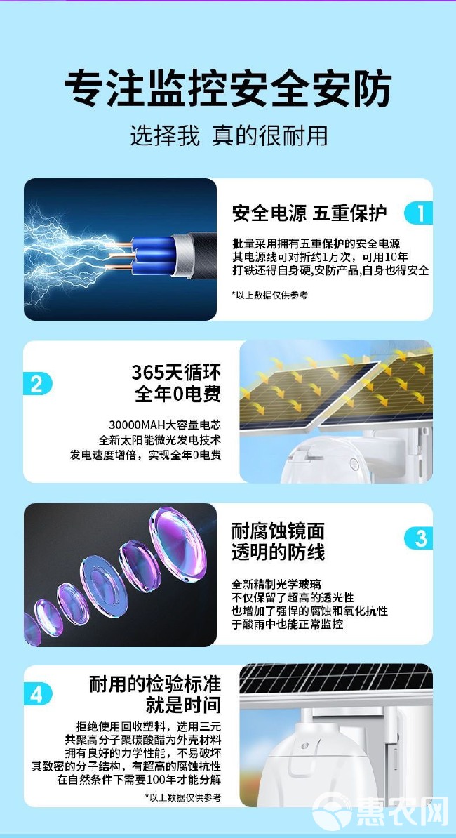 太阳能双镜头监控器4G摄像头农村连手机无电无网自动360度无