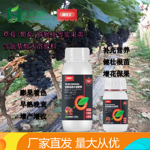 郑州草莓葡萄猕猴桃等浆果类叶面肥壮根苗增花保果增甜着色