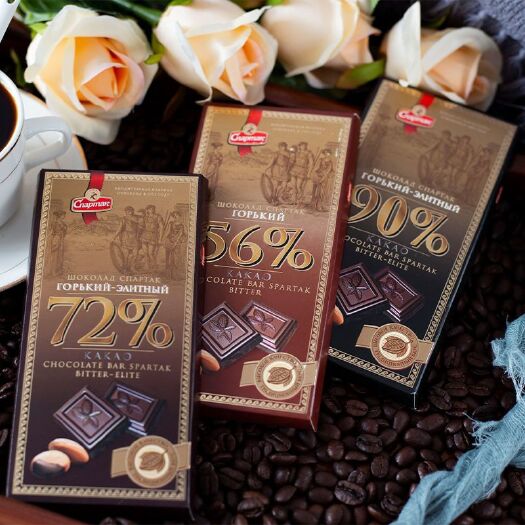 绥芬河市斯巴达克牌黑巧克力50%72%90%纯可可脂苦巧醇香健身